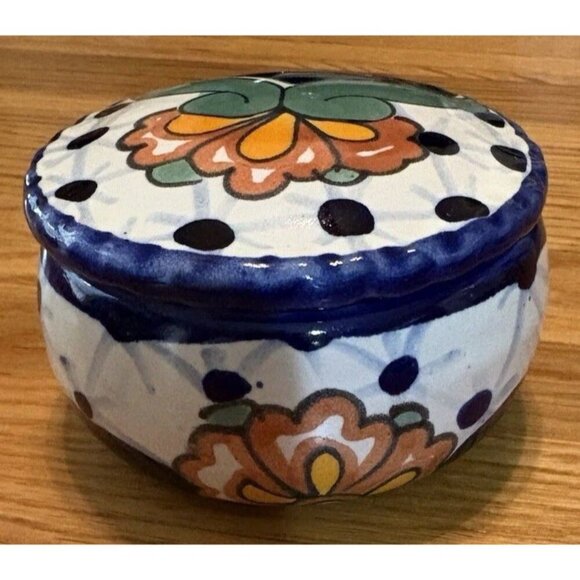 Talavera Mexico Pottery Trinket Candy Jewelry Box - Picture 7 of 8